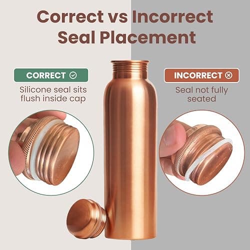 Otiem 100% Copper Water Bottle for Drinking Water, 34 Oz Smooth Finish – Stay Hydrated and Enjoy Ayurvedic Benefits – Leak-Proof, Temperature Retention, Eco-Friendly Design – Durable Copper Bottle thumbnail 9