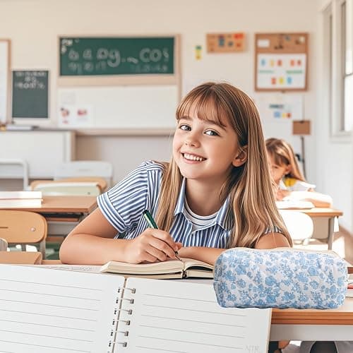 Carry bloom Pencil Pouch Cute Pencil Case for Girls Aesthetic Pencil Bag with Zipper Pen Cases School Supplies Makeup Bag (1 flower blue) - 1 flower blue thumbnail 9
