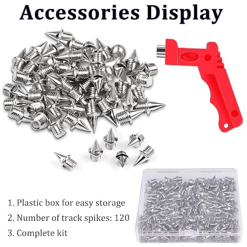 JULMELON 120PCS 1/4inch Stainless Steel Track and Cross Country Spikes Golf Shoe Spikes with Spike Wrench, Replacement Spikes for Sprint Sports Short Running Track Shoes thumbnail 3