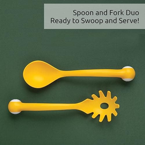 OTOTO Pasta Monsters and Salad Servers - BPA-Free Fun Kitchen Gadgets - 100% Food Safe Salad Spoon and Fork Set - 11.93x 3.39 x 2.24 inch thumbnail 7