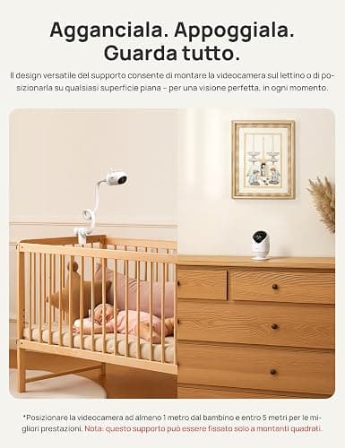 Dr.Care Baby Monitor WiFi 2K, 5", App, supporto a clip & allarme movimento | Tracciamento persone,rilev. suono/movimento/temp./umidità, batt rimov. 5000mAh, portata 390m, visione nott. HD, VistaView RB thumbnail 12