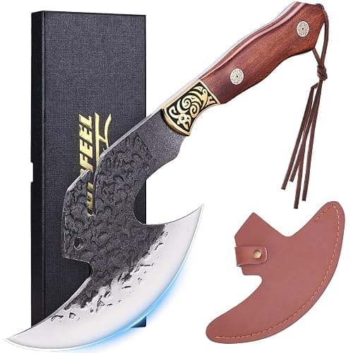Topfeel Viking Knife Butcher Meat Cleaver Cutting Boning Knife Chinese Kitchen Axe with Sheath for Home & Outdoor BBQ Camping Knives Gift for Men Chirstmas Birthday - Image 1