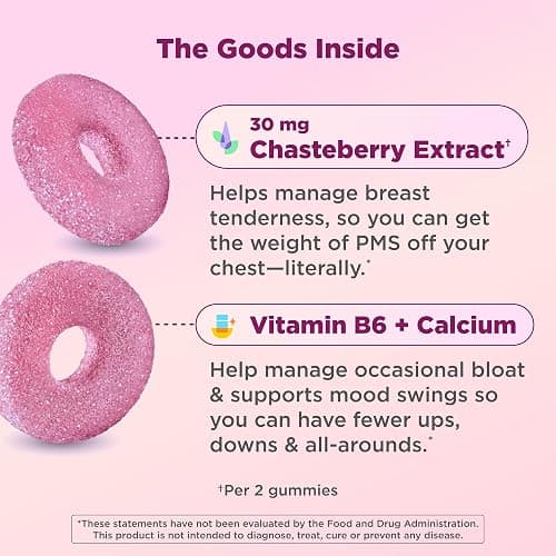 OLLY Period Hero Gummies, PMS Support Supplement,* Chasteberry, Vitamin B6, Calcium, Cran-Raspberry Flavor, 30 Day Supply - 60 Count thumbnail 5