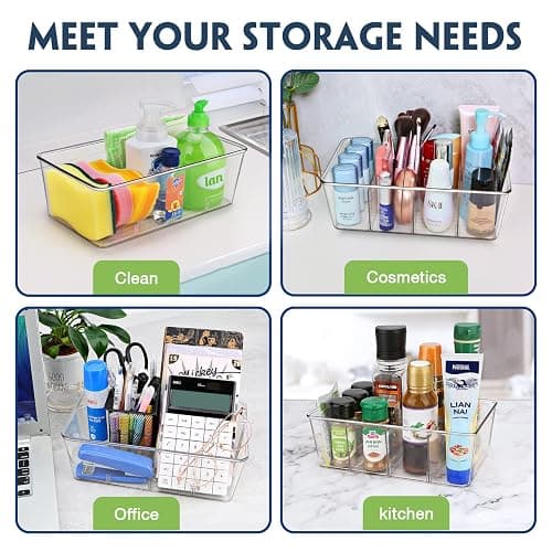 Batoto Pantry Organization and Storage Bins, Refrigerator Organizer Bins – Clear, Kitchen Organization and Storage with Dividers (2 Pack) thumbnail 6