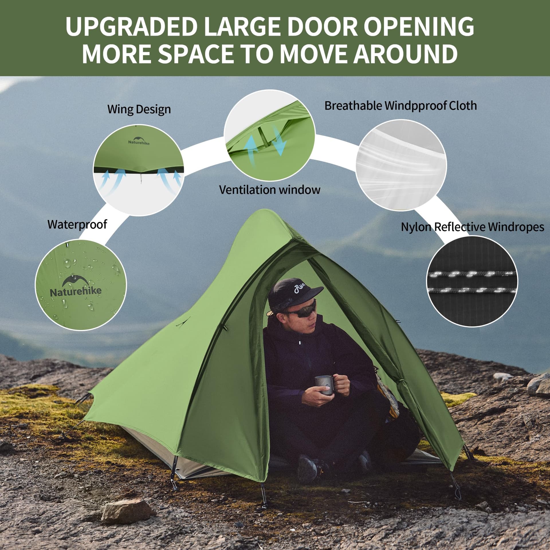 Naturehike Cloud-Up 2 Person Backpacking Camping Tent Lightweight Outdoor Tents for 2 Person Camping thumbnail 5