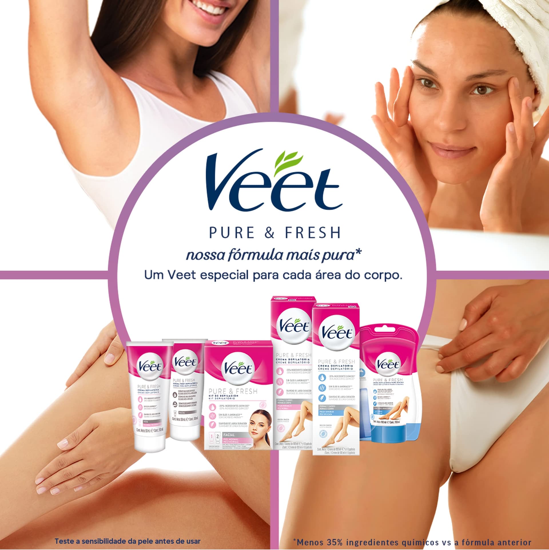 Veet Creme Depilatório Pure & Fresh Peles Delicadas 100ml thumbnail 8