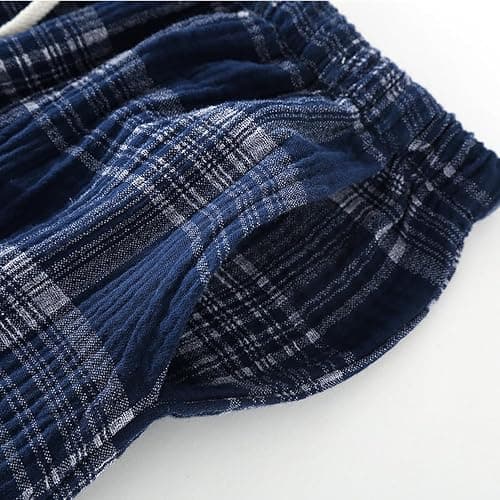 STMAHER 2 Pack Men's Cotton Pajama Bottoms Lightweight Sleep Lounge Pants Plaid Sleepwear Long Pj Pants With Pocket thumbnail 3