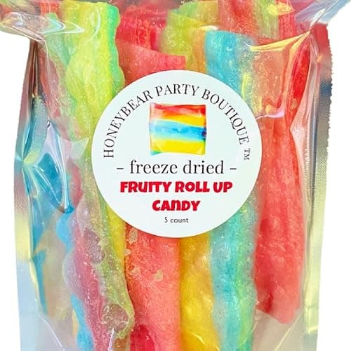 Freeze Dried Fruit Roll Ups Candy - 5 Full Fruit Rolls - Shipped in a Box - Tropical Tye Dye & Strawberry thumbnail 2