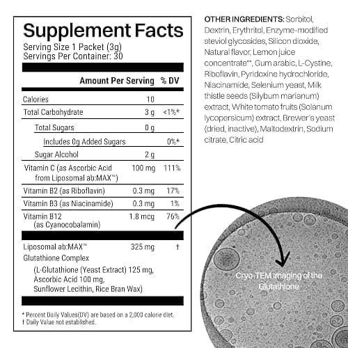 Haroutine Liposomal Glutathione Powder, 125mg L-Glutathione Sugar-Free Flavored Packets, 100mg Vitamin C, Powerful Antioxidant Supplement for Skin, Beauty Health & Detox Support, 30 Packets - Lemon thumbnail 5