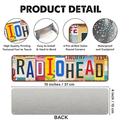 Vintage Radiohead Metal Tin Sign Music Album Posters Wall Decor for Music Room Grunge Room Studio Bedroom thumbnail 2