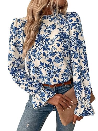 MakeMeChic Floral Ruffle Blouse