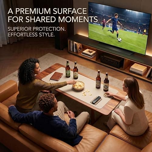 PROMATTOO Large Desk Pad Non-Slip Desk Mat Protector for Keyboard Mouse Waterproof Vegan Leather Surface Faux Leather Laptop Mat Smooth Mouse Pad Premium Gift Tube Warm Beige 23.6" x 13.7" thumbnail 4