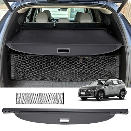 Drytuns Cargo Cover and Trunk Net for Hyundai Tucson 2022-2026 | Retractable Trunk Cover Privacy Shade for 22-26 Hyundai Tucson, Carbon Fiber Leather + Net - Image 1