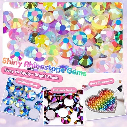 Winwj 40 Colors 40000pcs Bedazzling Kit with Glue and Pen, 3mm Nail Art Rhinestones, Flatback Gems with Tweezers & Pen, Nail Art Crystals for DIY Crafts, Phone Cases, Clothes thumbnail 3