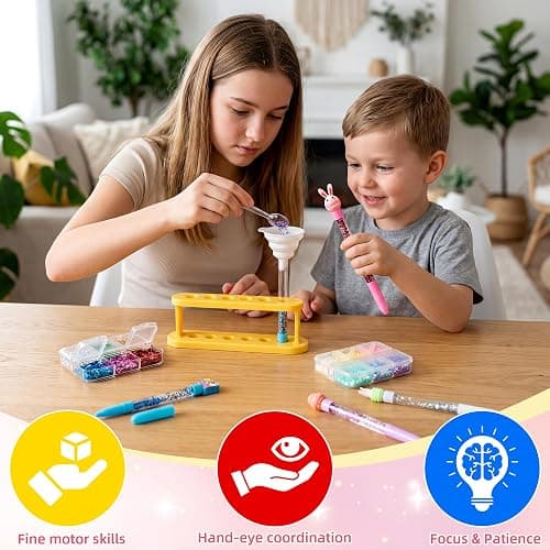 Rilcn Easter DIY Pen Making Kit for Girls, 50 PCS Easter Glitter Floaty Pens Craft Set, Makes 12 Sparkly Pens, Birthday Easter Gifts for Kids Tweens Ages 6 7 8 9 10 11 12 thumbnail 2