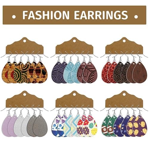 AOUXSEEM 401 Pcs Faux Leather Earrings Making Kit, Contains 120 Pcs Random Double Sided Teardrop Precut Earrings Pieces Hooks Jump Rings Opener Display Cards Self-Adhesive Bags thumbnail 4