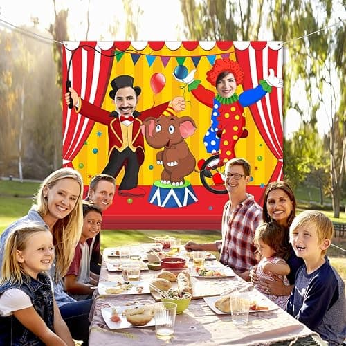 Blulu Carnival Backdrops for Party Circus Decorations 59 x 51 Inch Carnival Photo Door Banner Circus Theme Banner Photo Props Large Backdrop for Decorations Games Supplies thumbnail 6