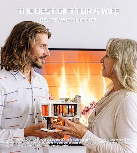 Spilay Dollhouse Miniature with Furniture,DIY Kit Mini Modern Villa Model with Music Box,1:24 Scale Creative Doll House Best Christmas Birthday Gift for Lovers Boys and Girls(Florence) - Florence With Music Box thumbnail 6