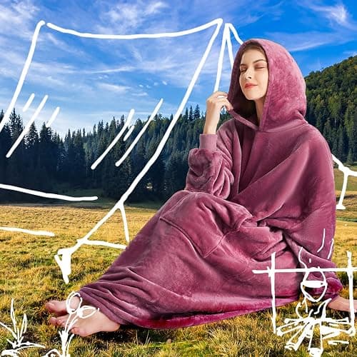 Kipswiza Blanket Hoodie - Wearable Blankets Oversized Cozy Flannel Sweatshirt Blanket as Gifts for Adult Women Men thumbnail 5