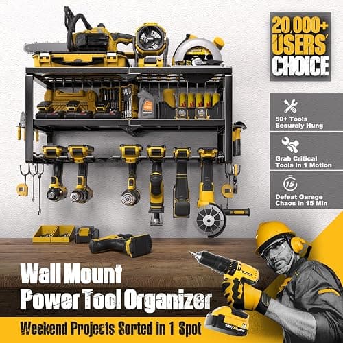 Spampur 320LB Heavy Duty Tool Organizer Wall Mount with Drill & Battery Holder, 15 Min Quick Assembly Garage Storage, Ultimate Christmas Gift for Men thumbnail 3