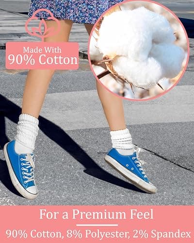 3-Pair Cotton Crew Slouch Socks Womens Scrunch Ribbed Soft Retro Boot Calf Sock thumbnail 6