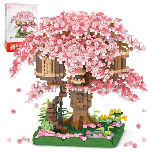 NEWABWN Cherry Blossom Bonsai Tree Mini Micro Building Set, Japanese Sakura Tree House Model Sets for Adults, Flowers House Mini Bricks Building Kit, Creative Gift Toys for Teens 14 (2028PCS) - Image 1