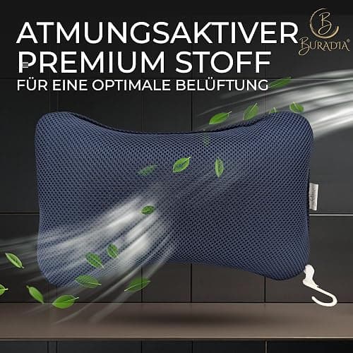 BURADIA Almohada para bañera con red de lavandería, máxima comodidad y relajación con la última tecnología Air Mesh – Cojín de baño para bañera con 4 ventosas fuertes – Almohada cervical/almohada thumbnail 4