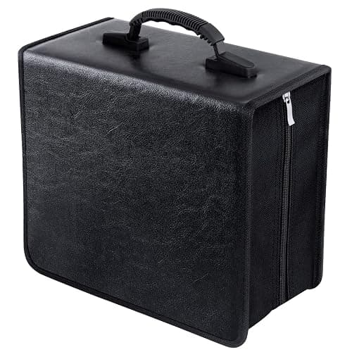 Siveit CD/DVD Case Binder - 400 Capacity Disc Storage Holder, Black PU Binder - Image 1