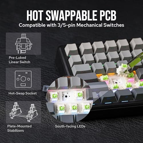 EPOMAKER X Aula F75 MAX Wireless Mechanical Keyboard with TFT Screen and Knob, Gasket Gaming Keyboard in 75% Layout, Hot Swappable, RGB Backlight, for PC/Mac/Linux (Black Gradient) thumbnail 5