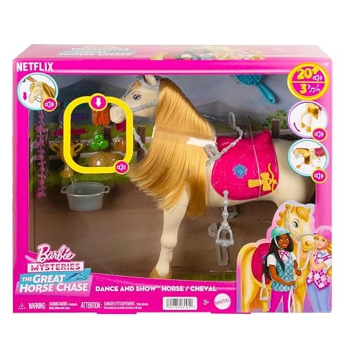 Barbie Horse with Sounds, Music & Accessories, Inspired by Barbie The Great Horse Chase, Toy Moves, Dances & Blinks Eyes, HXJ42 thumbnail 6