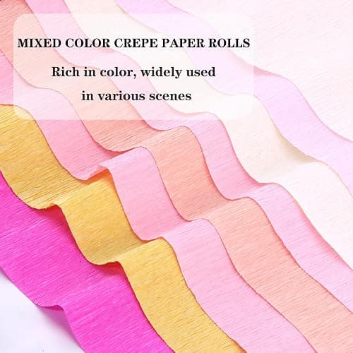 GLOREIEY 8Colors Crepe Paper Rolls,10" X 98" Crepe Paper Flower DIY Kits,20Pcs Green Floral Iron Wire, Double Sided Tape, for Birthday Parties Weddings Festival Decoration (Pink) thumbnail 2
