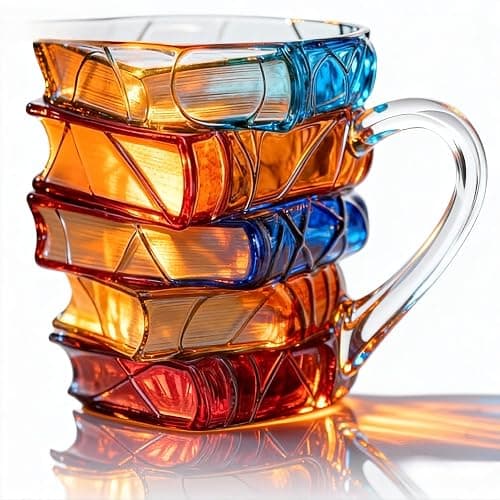 Custria G9W168 Book Coffee Mug 11 Oz, 3D Painted Stained-Glass Style Mug, Handcrafted Novelty Mug for Readers, Book Lovers, Chapter Book Mug for Writers & Librarians thumbnail 2