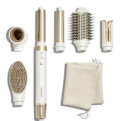 GLAMUP® 6 in 1 Hot Air Styler, Upgraded Long Barrel, Tight Grip, Powerful High Speed Dryer, Volumizer, Blow Dryer Brush, Curling Volumizing Hair Styler Gift Set with Travel Bag - Image 1
