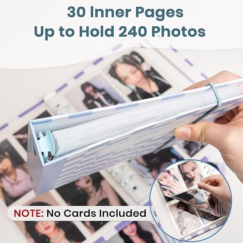 Kpop Photocard Binder, 6 Ring Photocard Holder Collector Album with 240 Card Slots, 30 Double-Sided Photocard Sleeves, A5 Binder for Organizing K-pop Trading Cards thumbnail 5