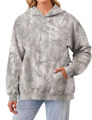 Dsewpaur Camo Fleece Hoodie For Men Women Long Sleeve Drop Shoulder Oversized Hooded Sweatshirt Pullover With Pocket thumbnail 2