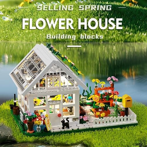 LEGPS YYDS Flower House Building Mini Set with LED, City Street View Greenhouse Building Blocks Toy, Valentine Xmas Gift for Friends or Girls 8-12 Year thumbnail 4