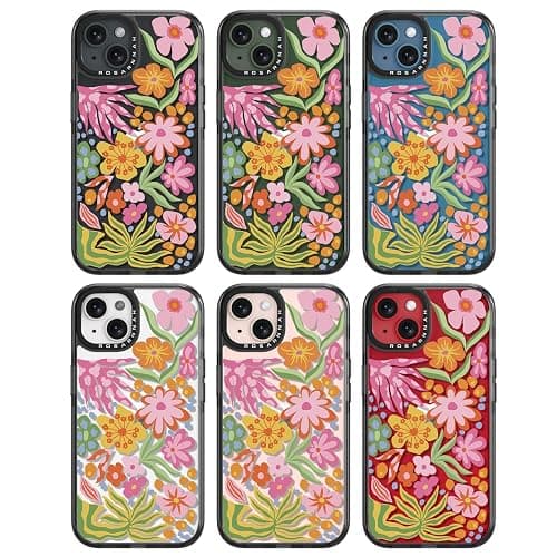 Rosarnnah Compatible for iPhone 13 Case Cute Aesthetic - Durable Shockproof 6.6 ft Drop Impact Phone Case Cover with Funny Fashion Passion Flower 6.1" Black thumbnail 7