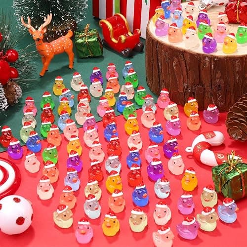 120Pcs Luminous Christmas Mini Resin Duck 14 Colors Glow in The Dark Small Duck Figurines for Miniature Christmas Decor Aquarium Ornament Dollhouse Decoration DIY Slime Craft Kit Birthday Party Favors thumbnail 5