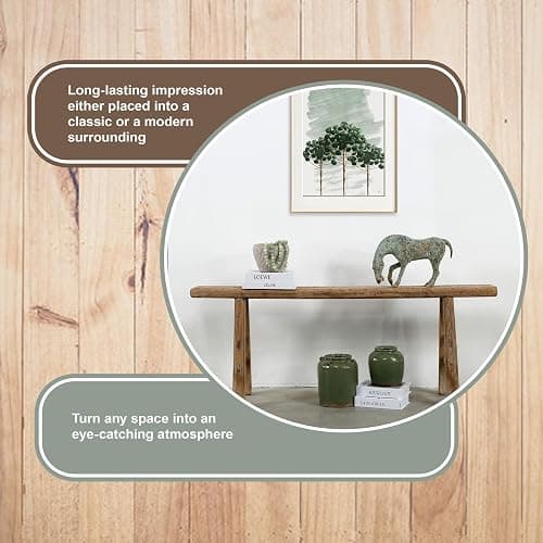 Artissance Handmade Wooden Entryway Bench, Vintage Noodle Bench for Living Room, Bedroom, or Entryway, End of Bed Bench, Weathered Natural Wood Bench Indoor Farmhouse Decor thumbnail 10