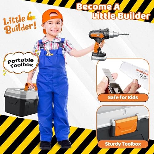Kids Tool Set 46 PCS, Christmas Birthday Gifts for Kids Ages 3,4,5,6,7,8, Toddler Tool Set with Portable Tool Box & Electronic Toy Drill, Construction Toys Tools for Toddlers, Tool Kits for Boys Girls thumbnail 5