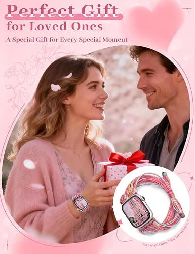 JR.DM Boho Watch Bands Compatible with Apple Watch 40mm 41mm 38mm 44mm 42mm 45mm 46mm Women, Cute Handmade Friendship Bracelet Hippie String Art for iWatch Series SE/11/10/9/8/7/6/5/4/3/2/1 thumbnail 4