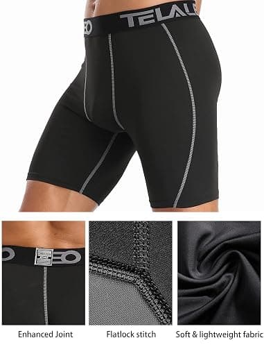 TELALEO 6 or 5 Pack Compression Shorts for Men Spandex Sport Shorts Athletic Workout Running Performance Baselayer Underwear thumbnail 5