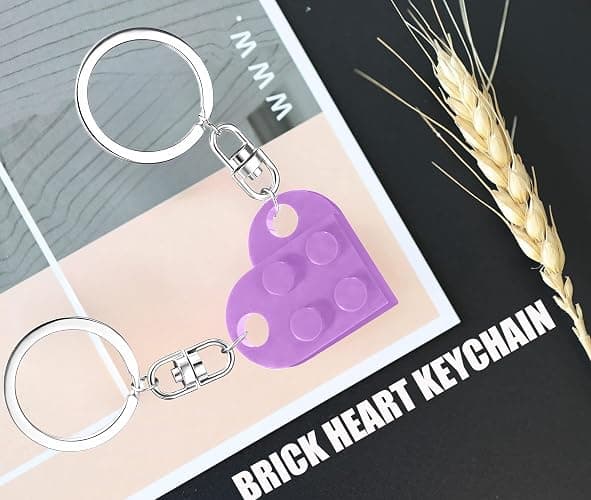 MPK Brick Matching Couple Heart Keychain, Gifts for Him Her Boyfriend Girlfriend Christmas, Wedding Anniversary Birthday Gift thumbnail 4