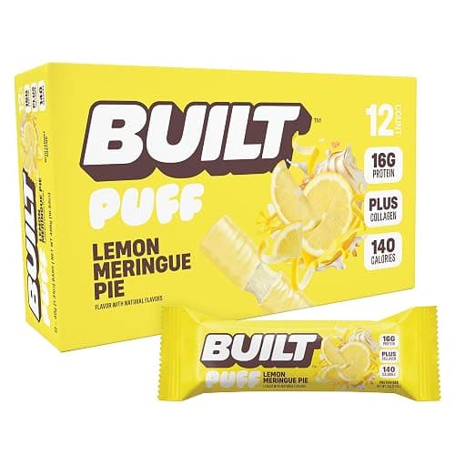 BUILT Bar Puff Protein Bars - Lemon Meringue Pie - 16g Protein Snack Bars with Collagen - Calorie Conscious & Gluten Free - 12 Count - Image 1