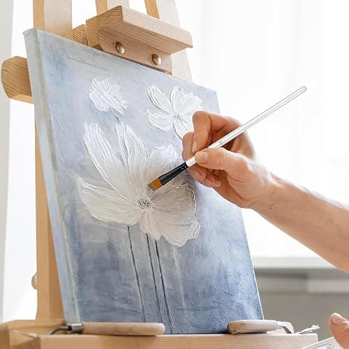 12 PCS White Color Paint Brushes Set, Acrylic Oil Professional Round Paint Brush for Watercolor, Art Brushes for Artists and Adults, Ideal for Water-Based Paints (Oblique Head) thumbnail 6