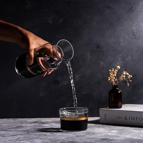GARIZZE Bedside Water Carafe and Glass Set for Bedroom, Bedside Carafe and Glass Set, Mouthwash Decanter for Bathroom, Water Carafe with Glass Cup for Nightstand (24-oz/7-oz) (BLACK GOLD)Standard Pack thumbnail 5