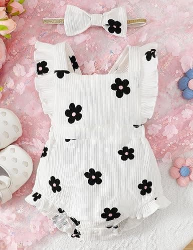 Fullfamous Baby Girl Ruffled Jumpsuit and Headband Set thumbnail 2