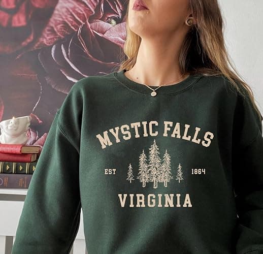 Mystic Falls Virginia Sweatshirt - Salva.tore Vampire Dia.ries Sweater; Virginia Crewneck Sweatshirt thumbnail 3