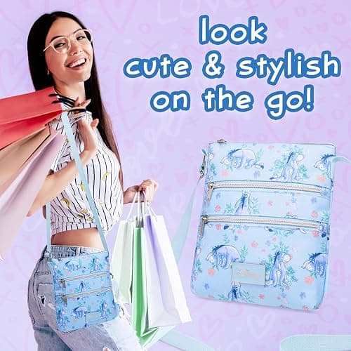 Disney Stitch Girls Purse Cross Body Bag for Kids Teens Women Shoulder Bag with Adjustable Strap Fashion Handbag Stitch Gifts (Blue, Eeyore) thumbnail 5
