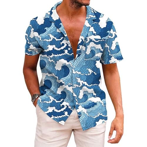 KYKU Funky Hawaiian Shirt for Men Palm Beach Shirts Tropical Vacation Clothes - Image 1